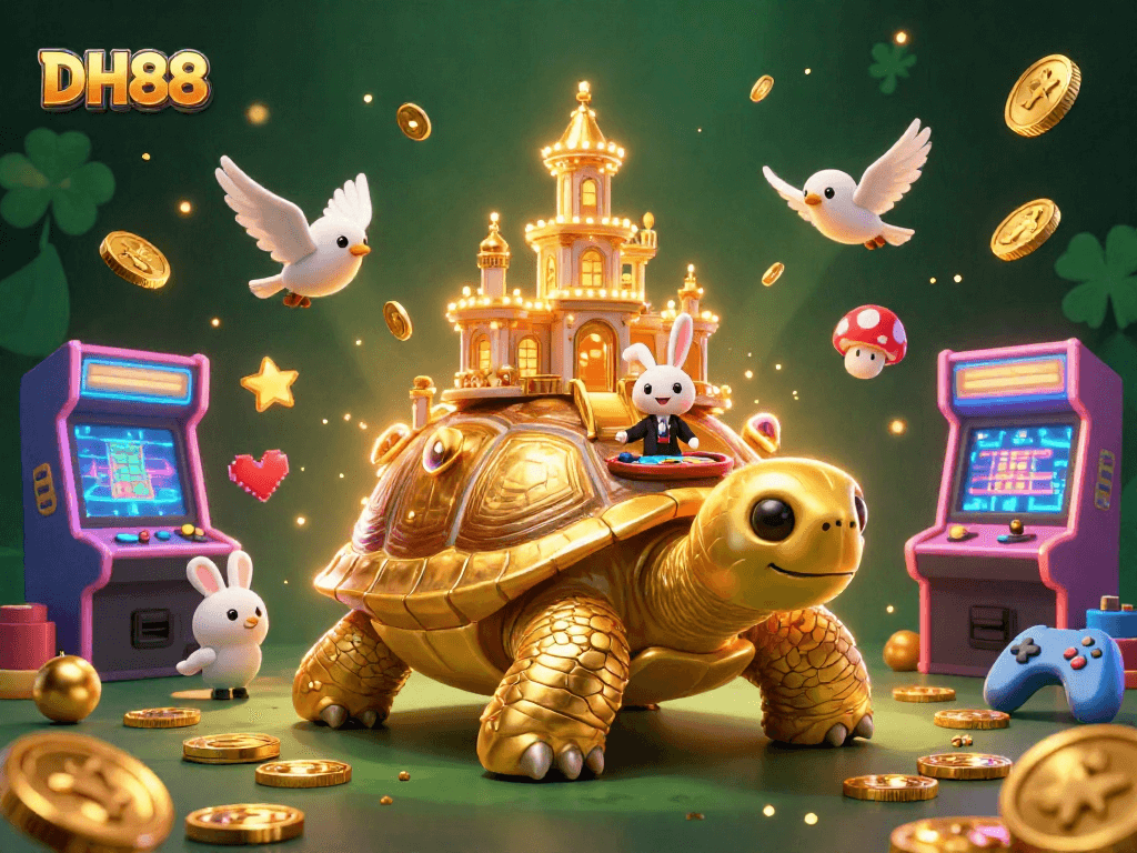 Join the thrilling world of DH88 casino with golden tortoise and vibrant games.