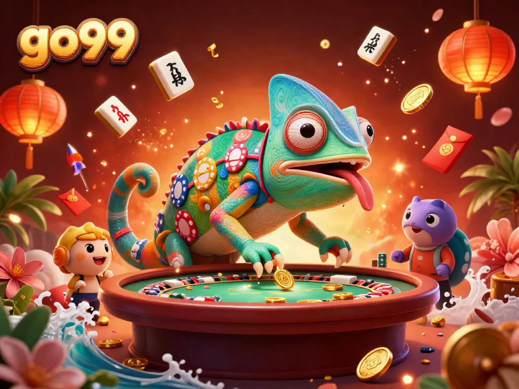 Experience the vibrant world of go99 casino with dynamic games and rewards illustrated in this stunning 3D scene
