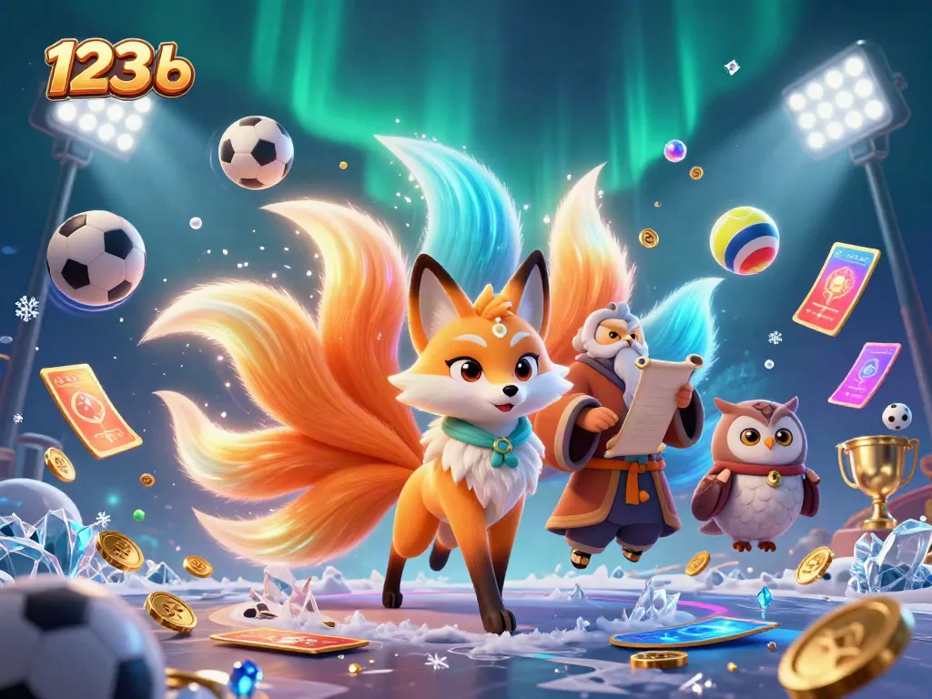Experience vibrant gameplay with 123 b, featuring a nine-tailed fox, owl sage, and dynamic sports elements.
