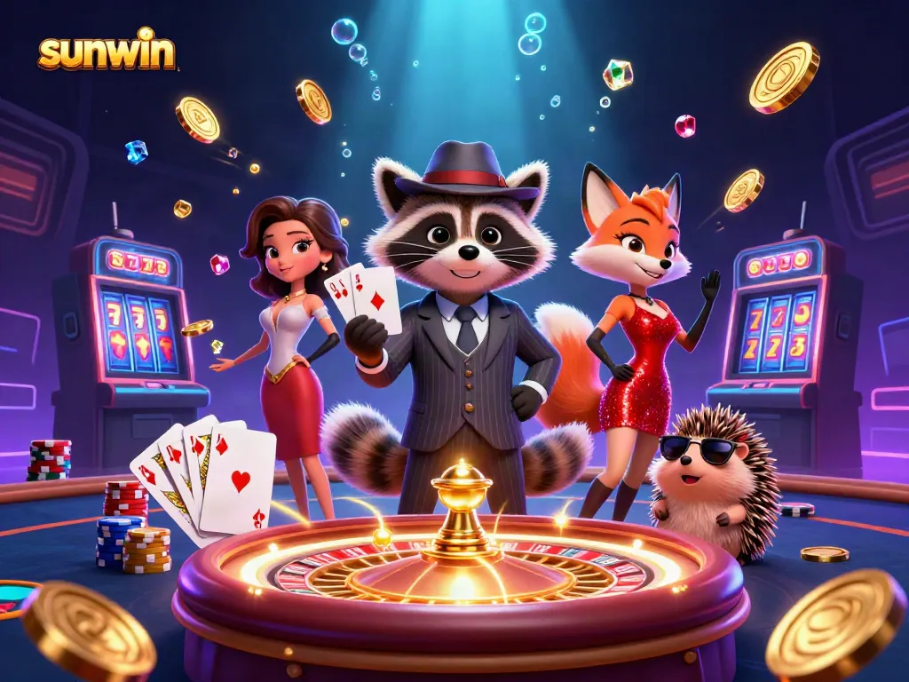 Experience sunwin's electrifying gaming scene with our charming characters and vibrant casino elements.