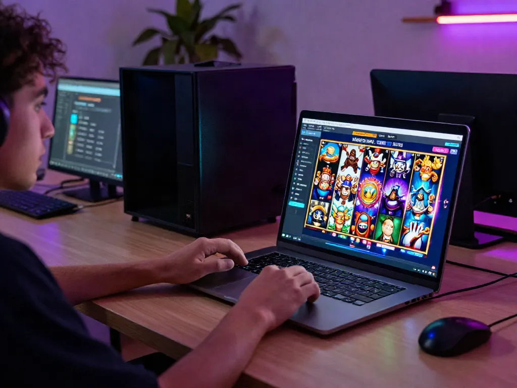 Exciting online gaming experience on a laptop featuring server Thailand slots.