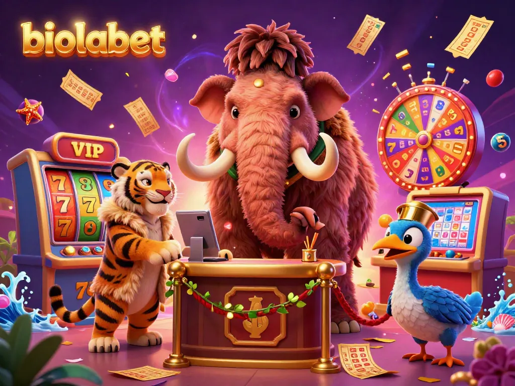 Experience the excitement of biolabet's casino with vibrant slot elements and lively characters.