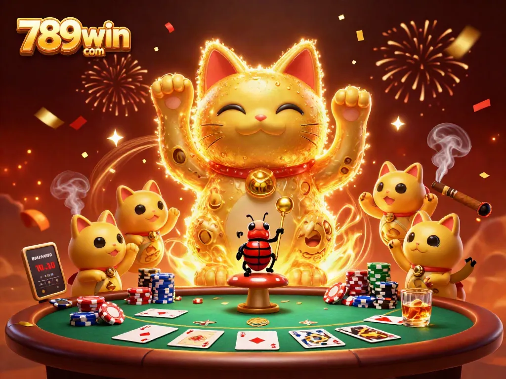 Engage with 789win com's dynamic casino experience featuring a lucky cat illustration.
