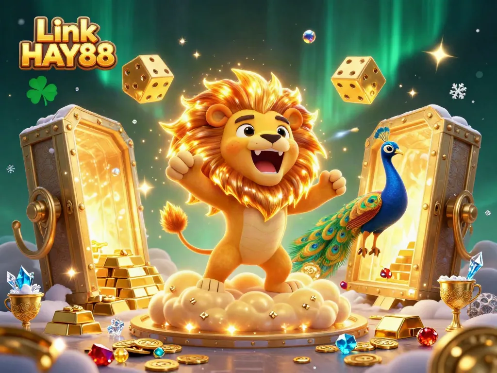 Engage with Link HAY88 through the dazzling 3D casino scene filled with golden treasures.