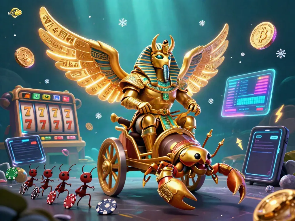 Experience vibrant slot88 adventures with golden beetle characters, slot reels, and crypto coins.