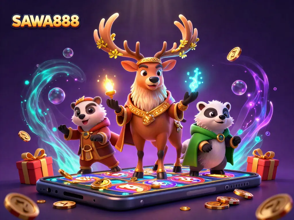 Engage with SAWA888's vibrant slot games in a rich casino scene full of dynamic energy!