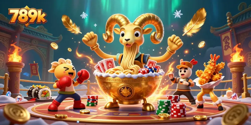 Engage with 789k's thrilling casino environment featuring lively characters and rich gaming elements.
