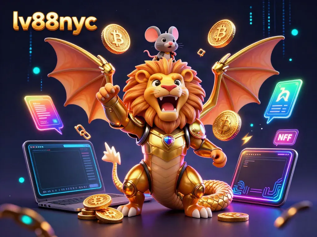 Experience excitement at lv88nyc with a golden chimera and crypto elements in a dynamic casino scene.