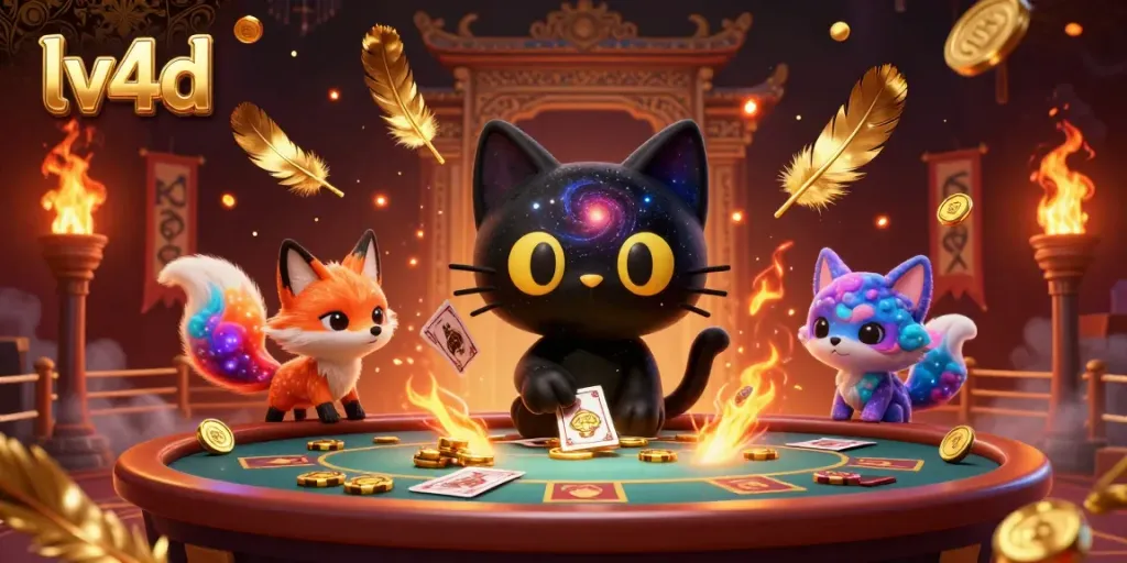 Experience the cosmic allure of lv4d with a black hole cat pulling in chips at a vibrant casino.