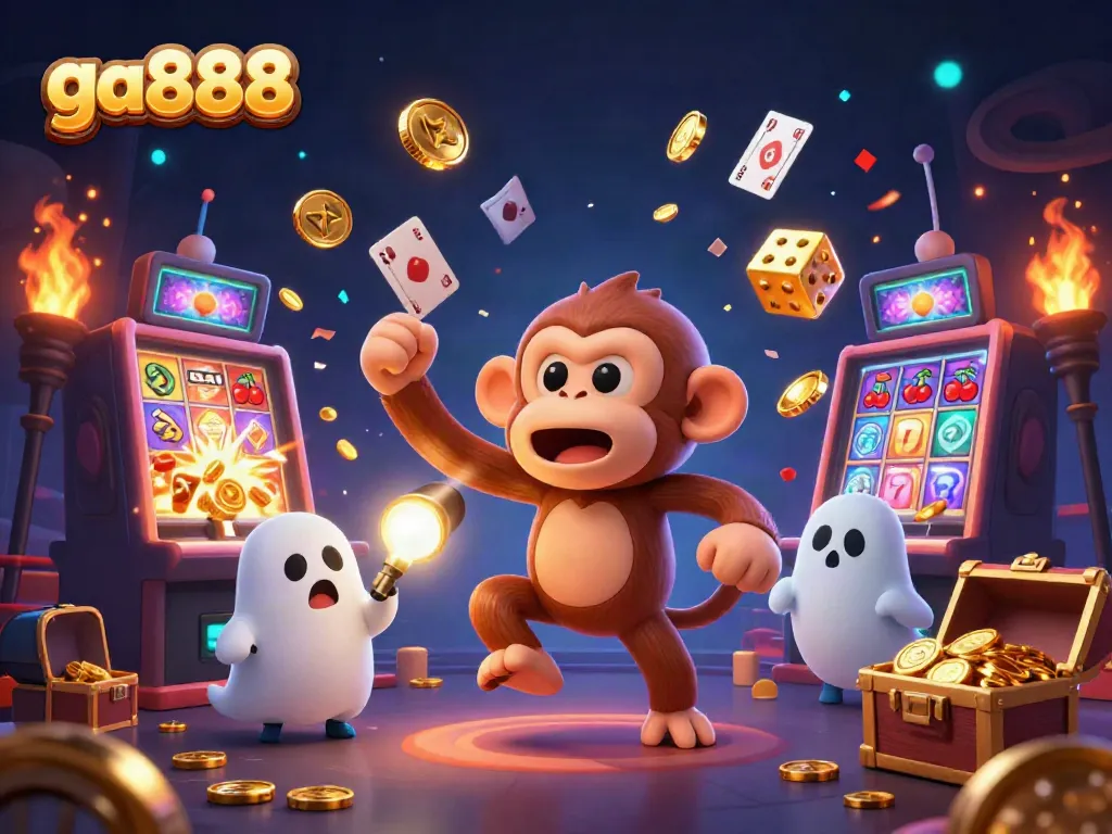 Engage with ga888's thrilling casino experience featuring dynamic elements like coins and jackpots.