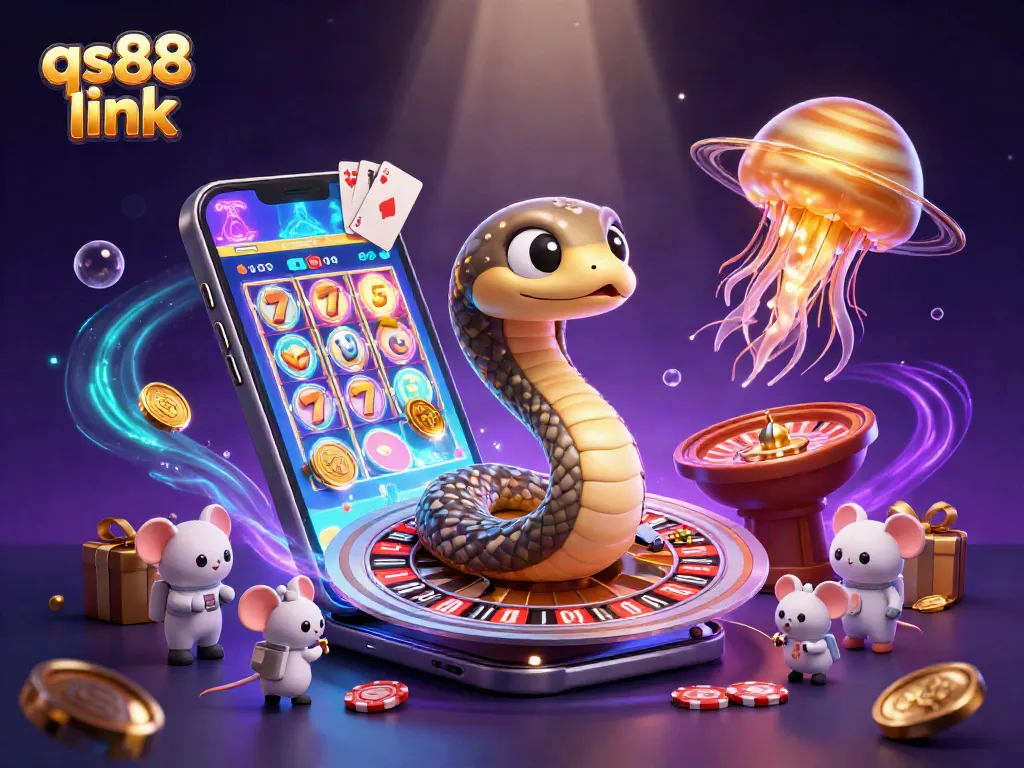 Experience the excitement of qs88 link betting with astronaut mice betting on a cosmic roulette wheel.