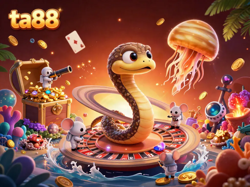 Experience thrilling bets at ta88 with a vibrant cosmic roulette scene featuring adventurous astronaut mice.