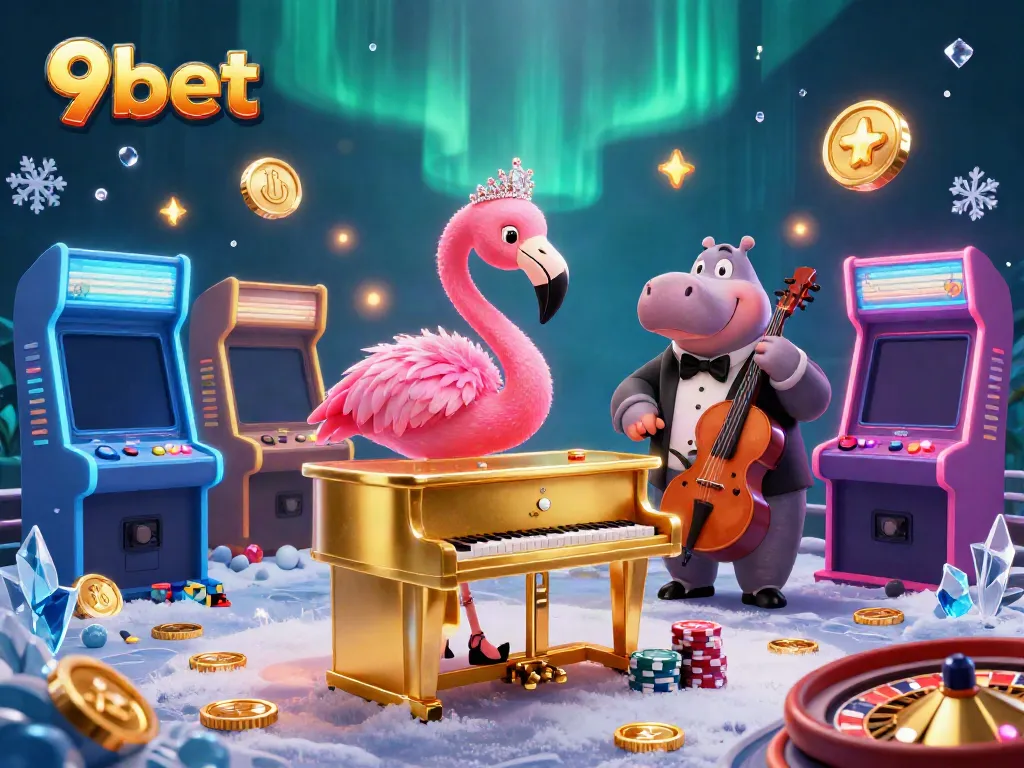 Experience vibrant 9bet live casino action with a flamingo singer and hippo bassist in a lively scene.