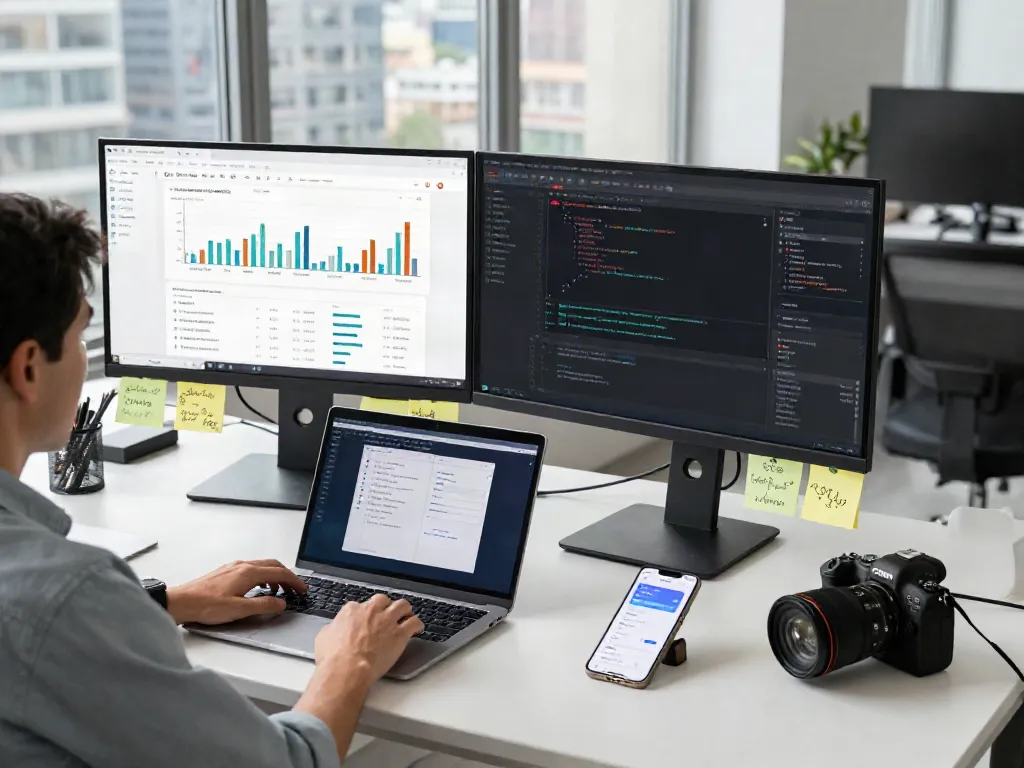IT professional analyzing pecah 404 website traffic data in modern office.