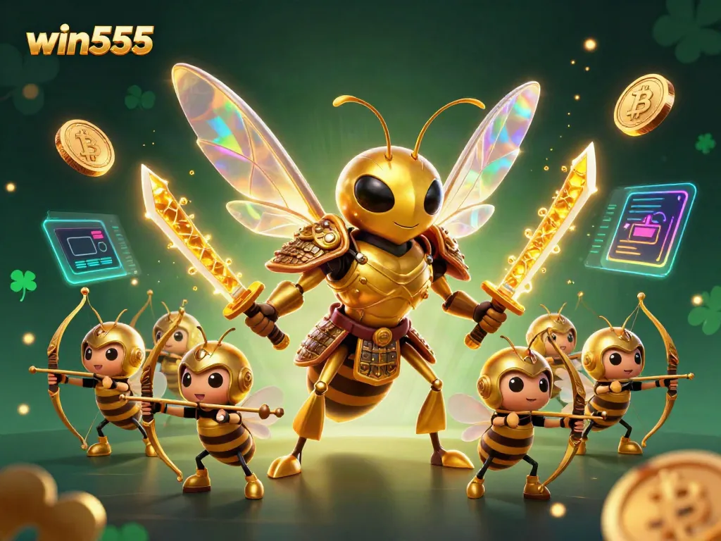 Win555 players engage with a vibrant casino scene featuring dynamic characters and exciting game elements.