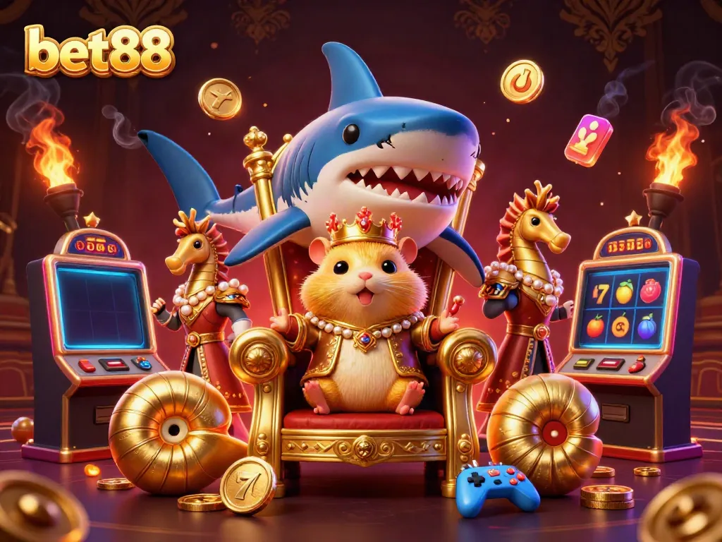 Experience the thrill of bet88 with a fierce hamster king and dazzling casino elements.