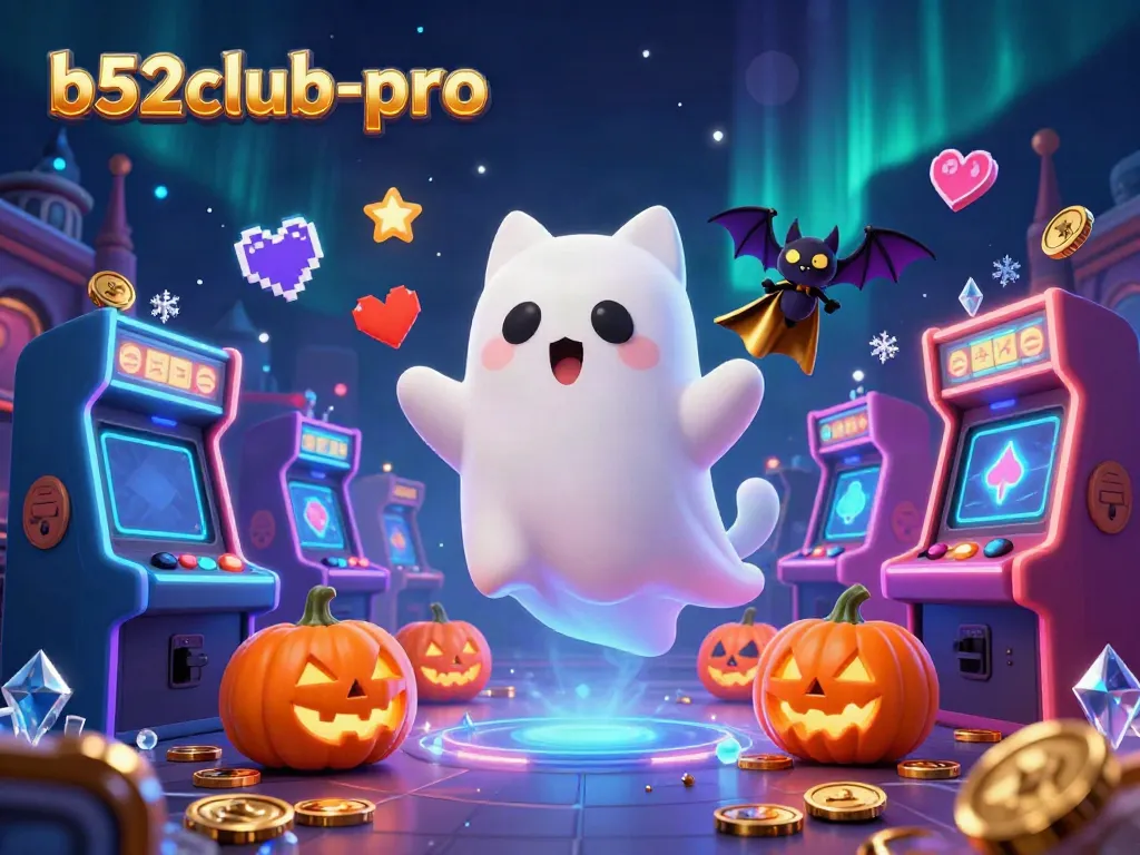 Join the enchanting world of b52club-pro with ghostly characters illuminating a vibrant casino atmosphere.