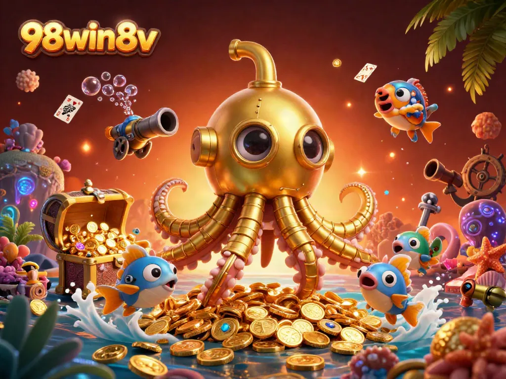 Experience the thrill of gaming with 98win8v featuring dynamic characters amidst treasure.