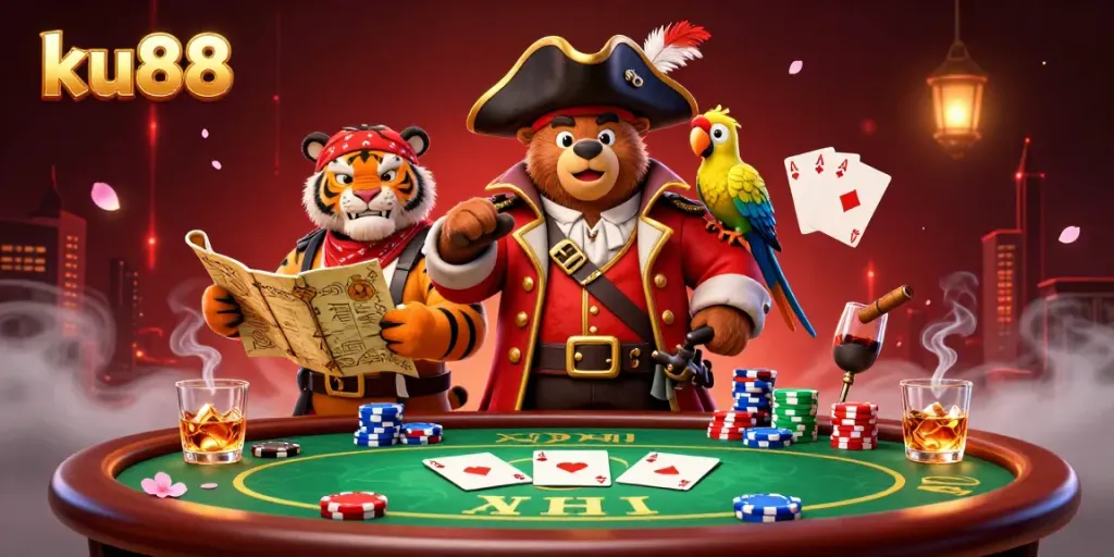 Engage in thrilling casino adventures at ku88 with vibrant characters and striking gambling elements.