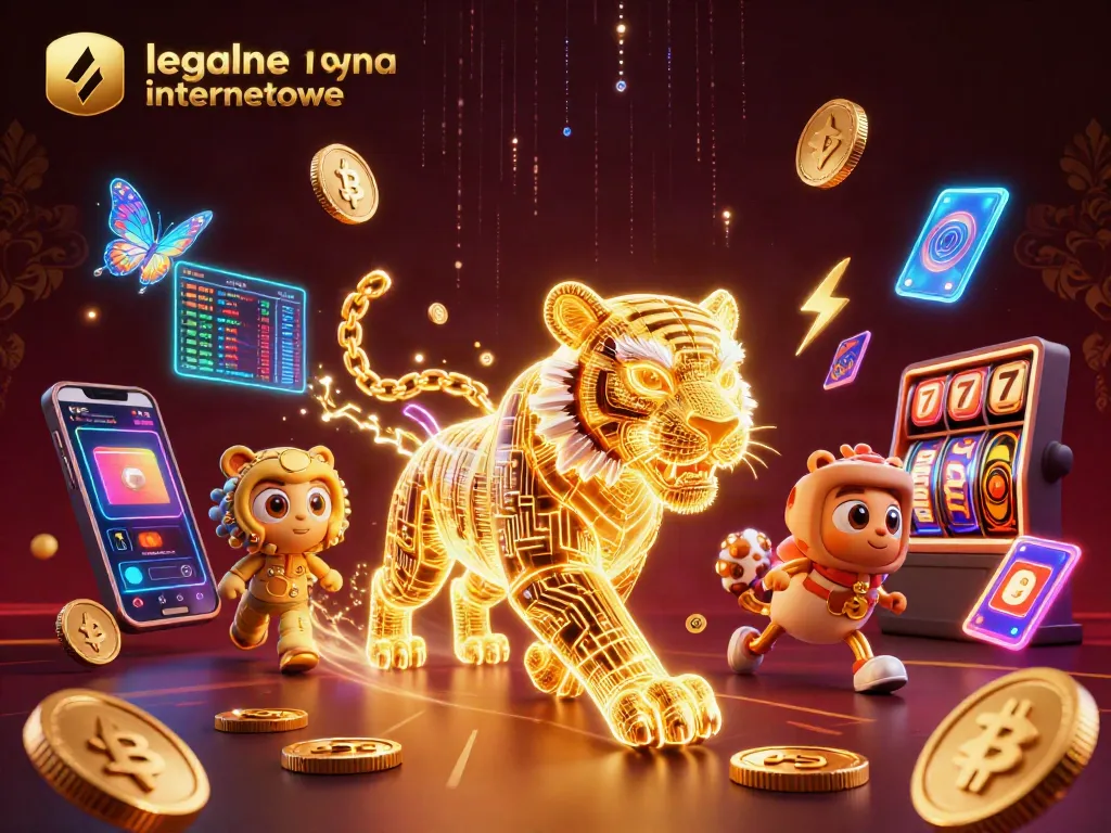 Experience vibrant gaming action at legalne kasyna internetowe with neon tigers and glowing coins.
