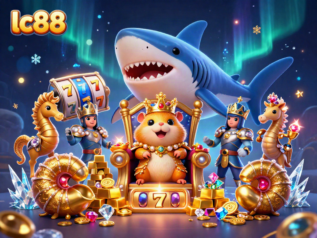 Play and win at lc88 with a vibrant illustration of a hamster king in a casino