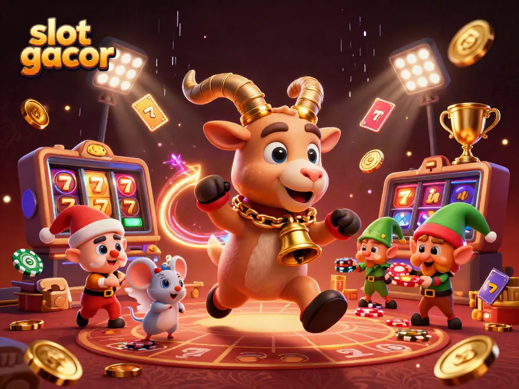 Experience the thrill of slot gacor with a lively casino scene filled with fun characters.