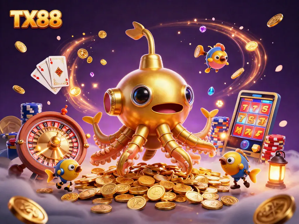 Experience the thrill of TX88 with a dynamic casino scene full of rich details and exciting game elements.