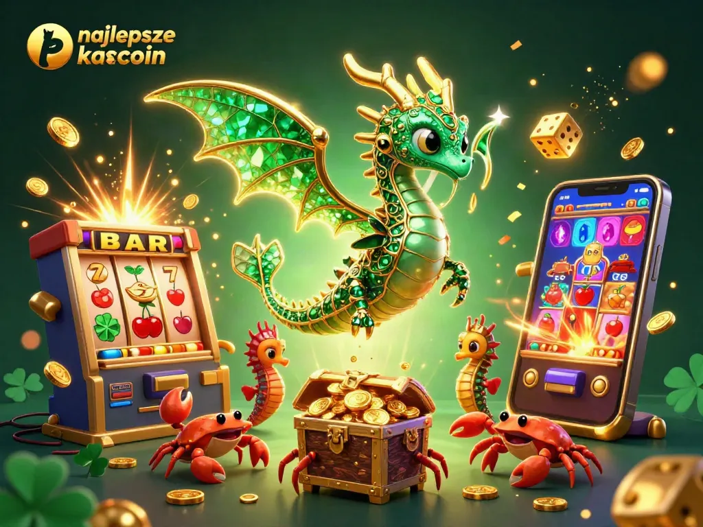 Experience the thrill at najlepsze kasyno bitcoin with a spectacular 3D sea dragon surrounded by vibrant casino elements.