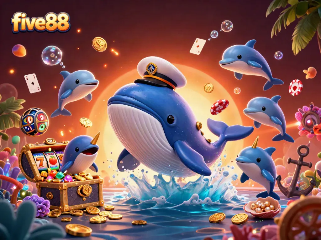 Experience thrilling gameplay with five88's captivating casino world featuring vibrant characters and slot elements.