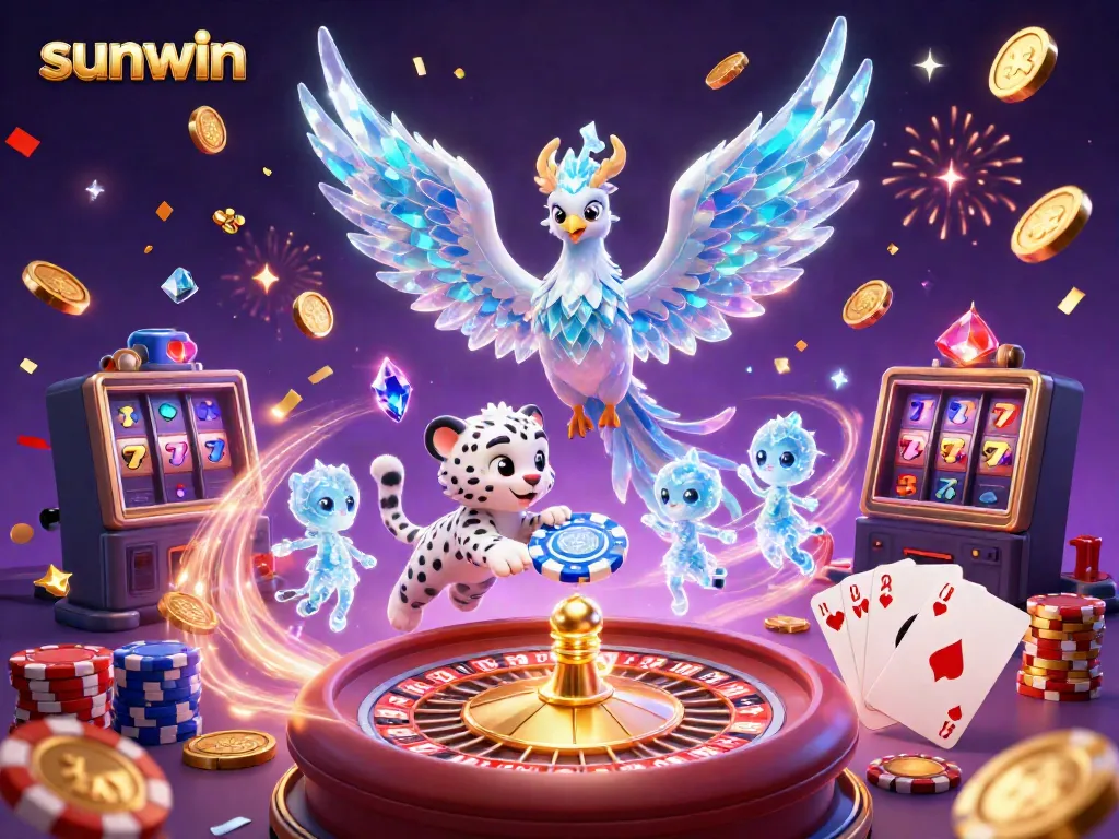 Experience the excitement of sunwin with dynamic casino elements and vibrant fantasy characters.
