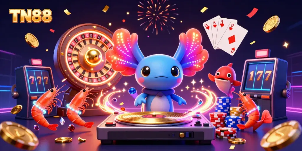 Engage with TN88 through vibrant casino-themed characters and dynamic gaming elements.