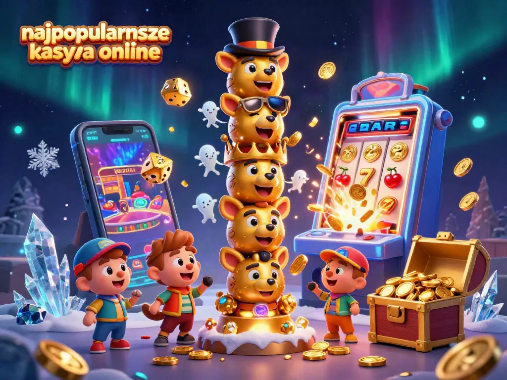 Experience the excitement of najpopularniejsze kasyna online with a vibrant 3D casino illustration showcasing playful characters and elements.