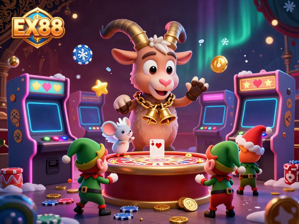 Experience the excitement of EX88 in a fantasy casino with 3D Krampus, angel mouse, and gremlin characters.