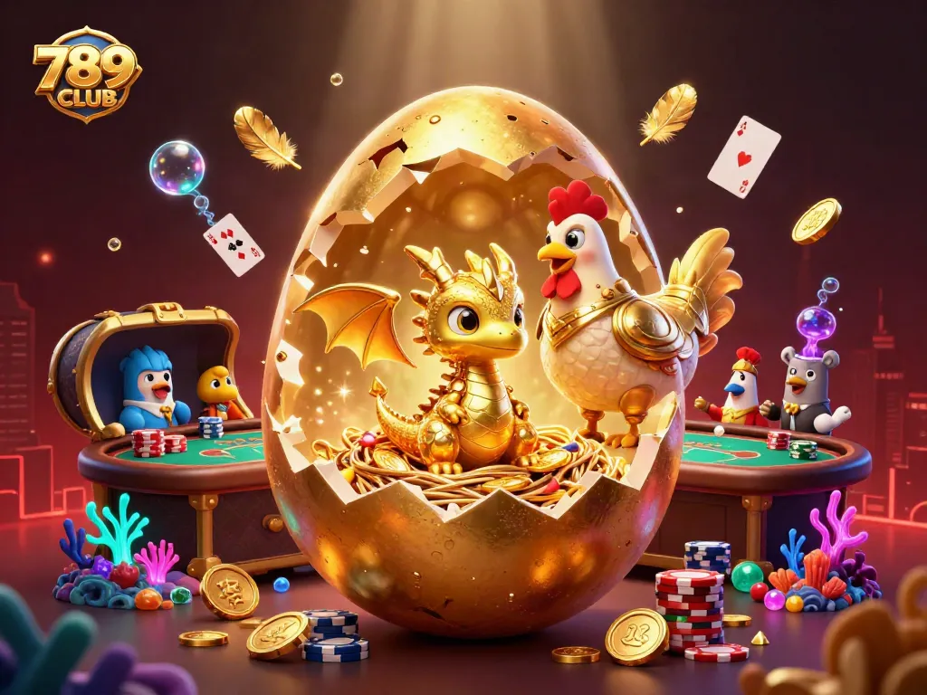 Engage in thrilling gameplay at 789CLUB with a vibrant scene of a golden dragon and poker chips.