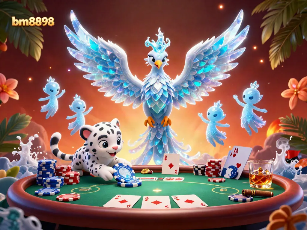 Engage in thrilling gameplay with bm8898's vibrant illustration featuring unique casino elements and characters.